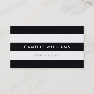 MODERN MINIMAL stripe pattern bold black white Business Card