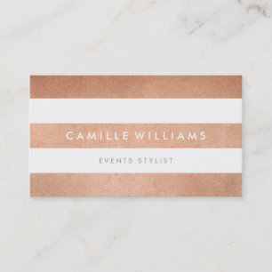 MODERN MINIMAL stripe pattern bold rose gold white Business Card