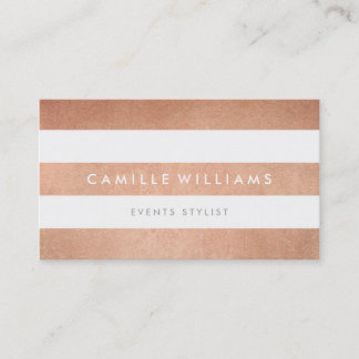 MODERN MINIMAL stripe pattern bold rose gold white Business Card