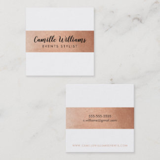 MODERN MINIMAL stripe pattern luxe faux rose gold Square Business Card