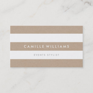 MODERN MINIMAL stripe pattern natural kraft white Business Card