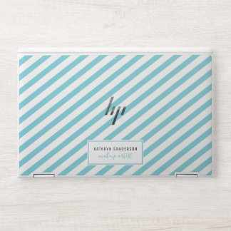 MODERN MINIMAL STRIPE simple turquoise blue white HP Laptop Skin