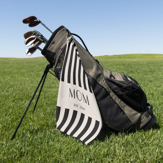Modern Minimal Stripes Mom Established Golf Towel (Green)