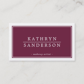 MODERN MINIMAL stylish border burgundy white type Business Card