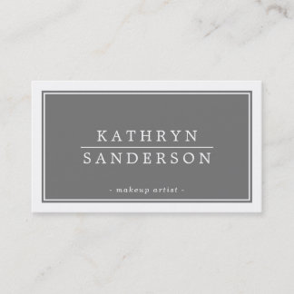 MODERN MINIMAL stylish border mid grey white type Business Card