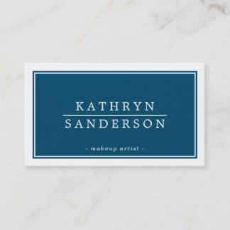 MODERN MINIMAL stylish border navy blue white type Business Card