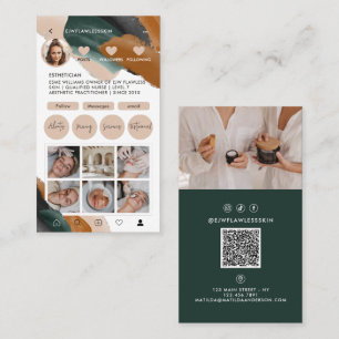 Modern minimal stylish multi photo QR CODE Busines Business Card
