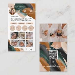 Modern minimal stylish multi photo QR CODE Busines Business Card