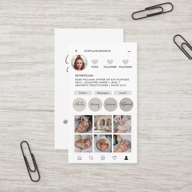 Modern minimal stylish multi photo QR CODE Business Card (Front/Back In Situ)