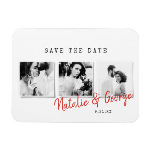 Modern minimal stylish multi photo wedding magnet