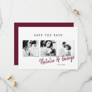 Modern minimal stylish multi photo wedding save the date