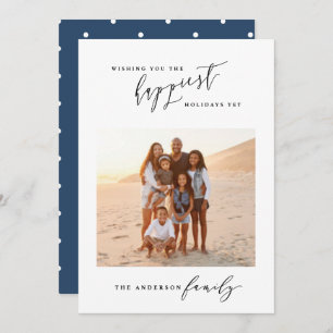 Modern minimal stylish script photo Christmas Holiday Card