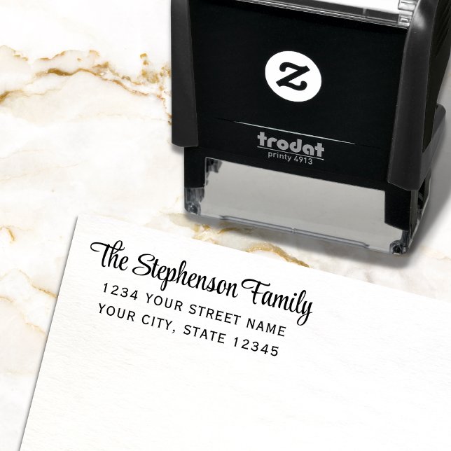 Modern Minimal Stylish Script Return Address Self-inking Stamp (Creator Uploaded)