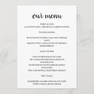Modern Minimal Stylish Script Wedding Design Menu