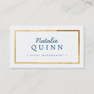 MODERN MINIMAL super stylish gold border navy blue Business Card