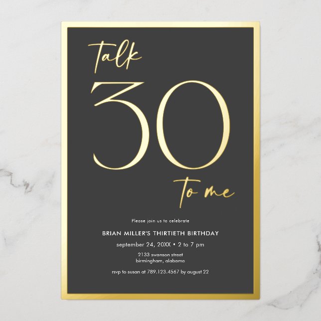 Modern Minimal Talk Thirty Birthday (Front)