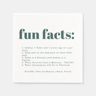 Modern Minimal Teal   Fun Facts Wedding Napkin