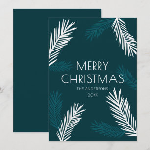 Modern Minimal Teal & White Spruce Christmas Holiday Card