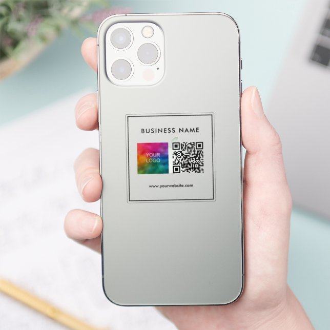 Modern Minimal Template QR Code Text Business Logo (Phone)