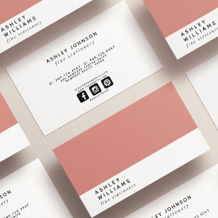 Modern Minimal Terra Cotta Social Media Business Card