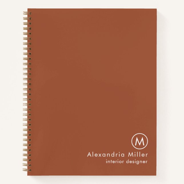 Modern Minimal Terracotta Monogram Notebook (Front)