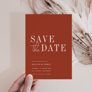 modern minimal terracotta save the date card