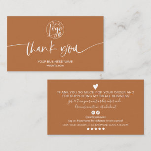 Modern minimal terracotta script order thank you business card