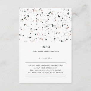 Modern Minimal Terrazzo Green Pink Wedding Details Enclosure Card