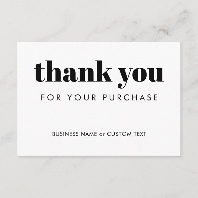 Modern Minimal Thank You Purchase Order Business Enclosure Card (Front)