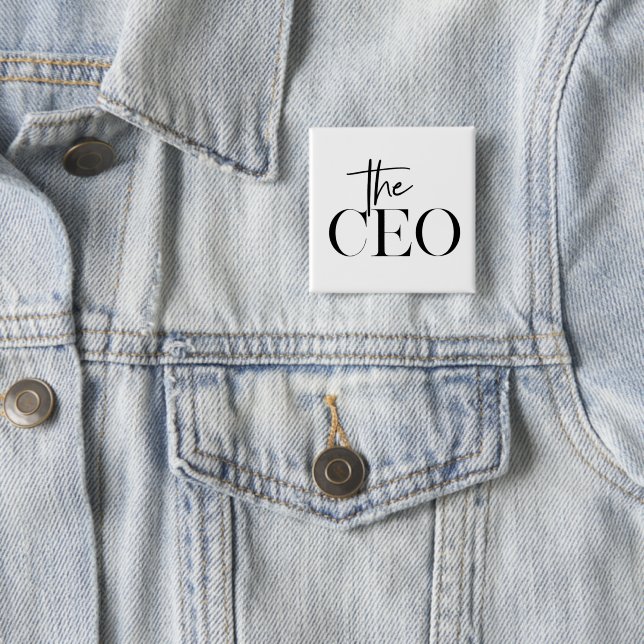 Modern Minimal The CEO Black 2 Inch Square Button (In Situ)