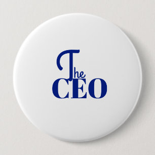 Modern Minimal The CEO Blue 4 Inch Round Button