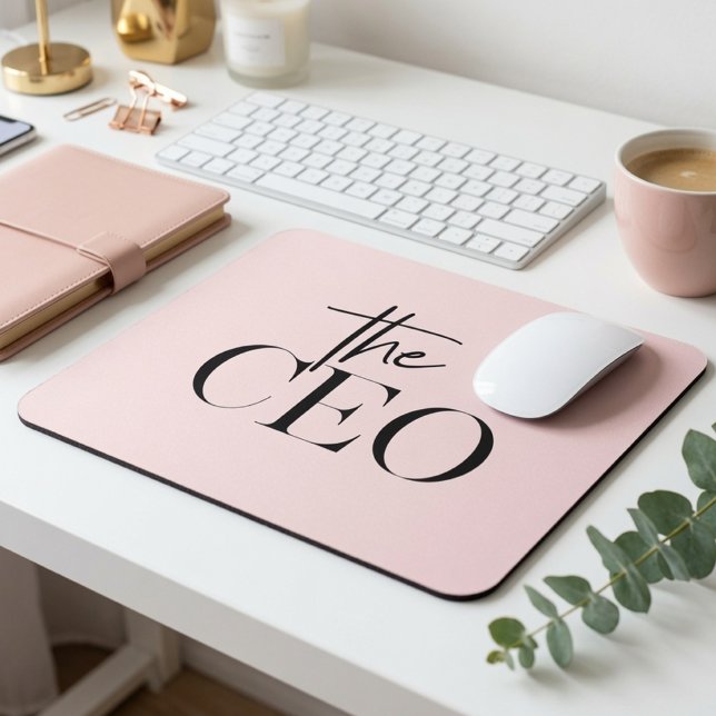 Modern Minimal The CEO Mouse Pad | Chic Pink  (Creator Uploaded)