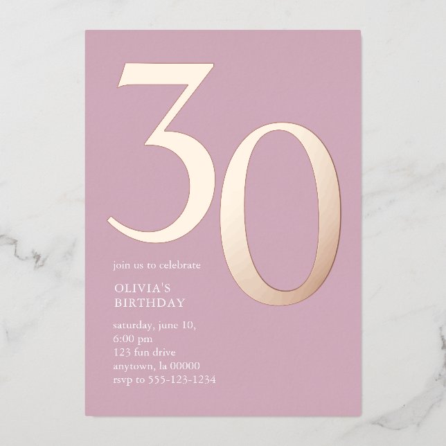 Modern Minimal Thirty 30th Birthday Party Pink (Front)