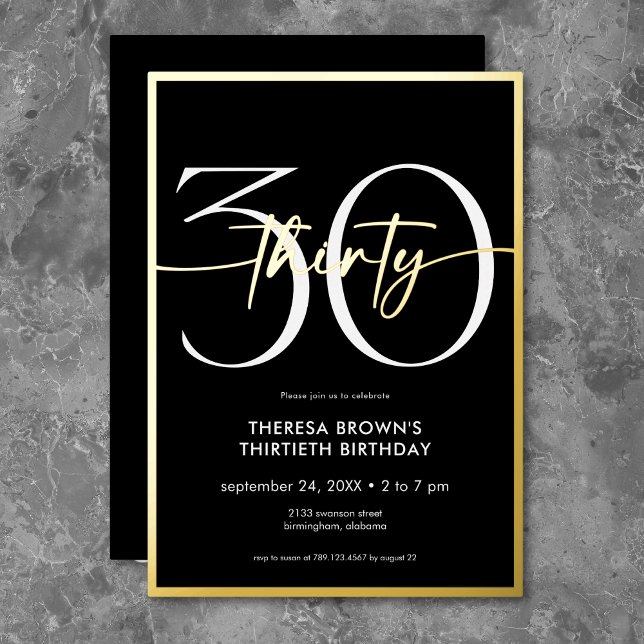 Modern Minimal Thirty Script Birthday Gold (Creator Uploaded)