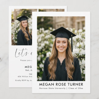 Modern Minimal Three Photo Graduation Party Invitation