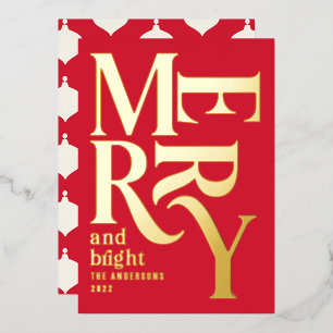 Modern minimal traditional merry Christmas Foil Ho Holiday Card