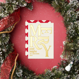 Modern minimal traditional merry Christmas Foil Holiday Card