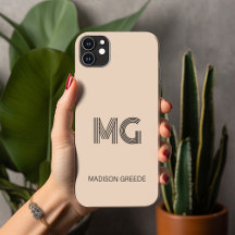 Modern Minimal, Trendy Beige Simple Monogram