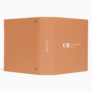 Modern Minimal Trendy Monogram Apricot Peach Binder