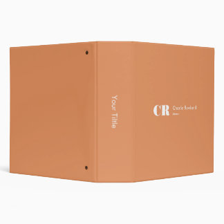 Modern Minimal Trendy Monogram Apricot Peach Binder