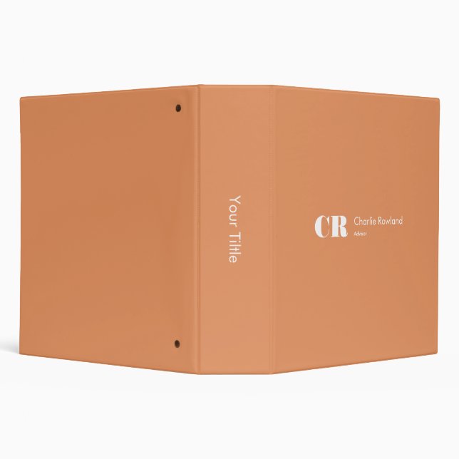 Modern Minimal Trendy Monogram Apricot Peach Binder (Background)