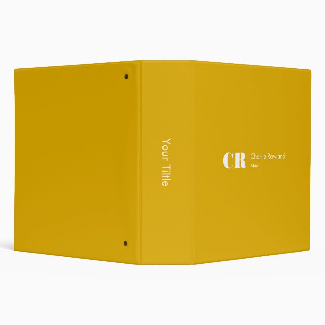 Modern Minimal Trendy Monogram Yellow Mustard Binder (Background)