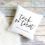 Modern Minimal Trick And Treat | Happy Halloween Outdoor Pillow<br><div class="desc">Modern Minimal Trick And Treat | Happy Halloween</div>