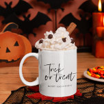 Modern Minimal Trick And Treat | Happy Halloween Two-Tone Coffee Mug<br><div class="desc">Modern Minimal Trick And Treat | Happy Halloween</div>