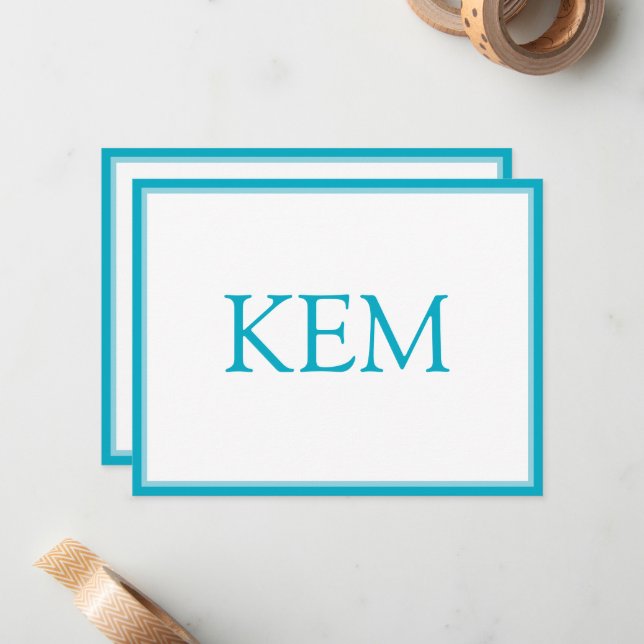 Modern Minimal Turquoise Monogram Card (Front/Back In Situ)