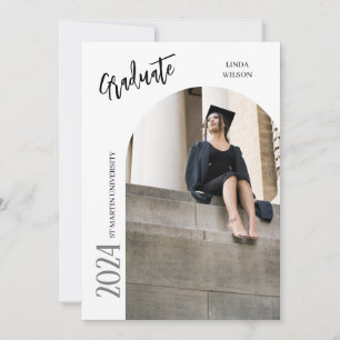 Modern Minimal Two Photo Graduation Invitation