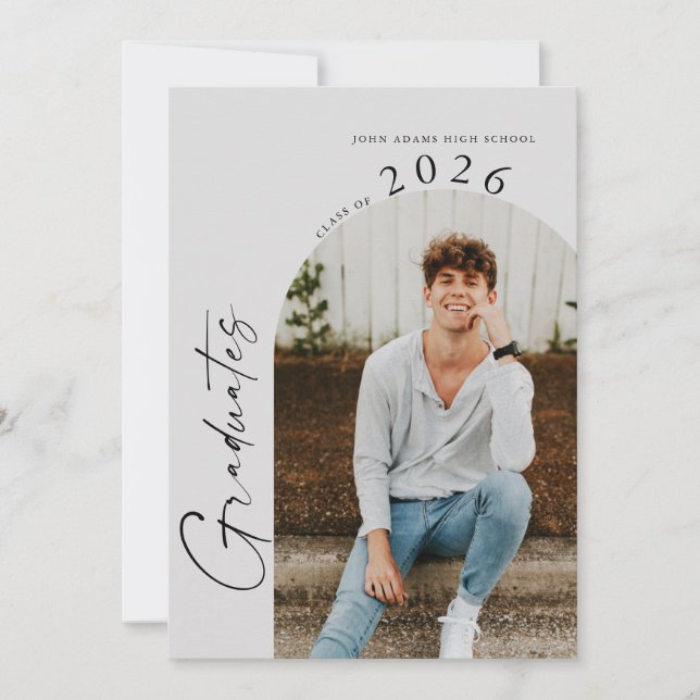 Modern Minimal Two Photo Twin Graduates Party   Invitation (Front)