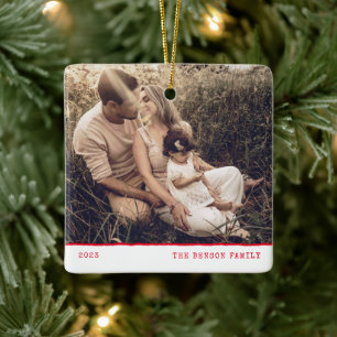 Modern Minimal Type Bright Red Holiday Ceramic Ornament