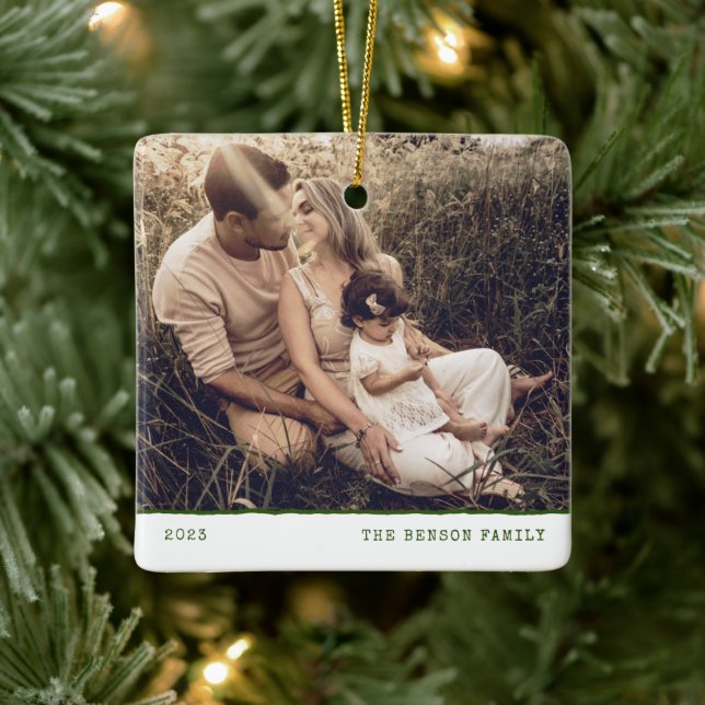 Modern Minimal Type Green Holiday Ceramic Ornament (Tree)