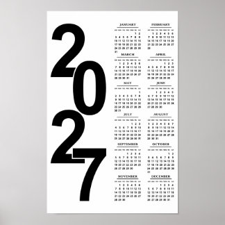 Modern Minimal Typographic Elegant 2027 Calendar Poster
